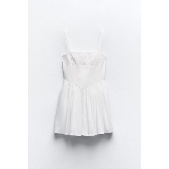 ZARA NWT VOLUMINOUS SKIRT DRESS Ecru Ref 5107/301 - Picture 14 of 16